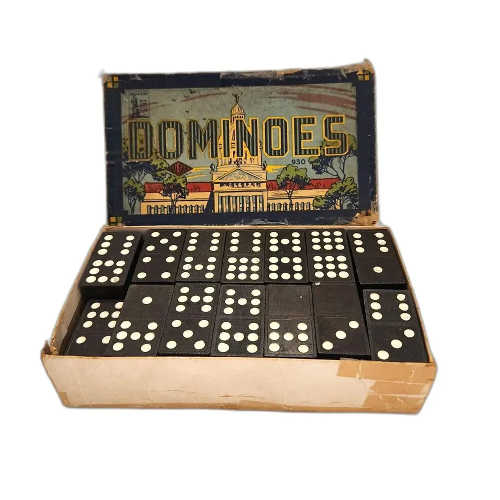 Vintage Halsam #930 United States US Capitol Double Nine Dominoes Original Box